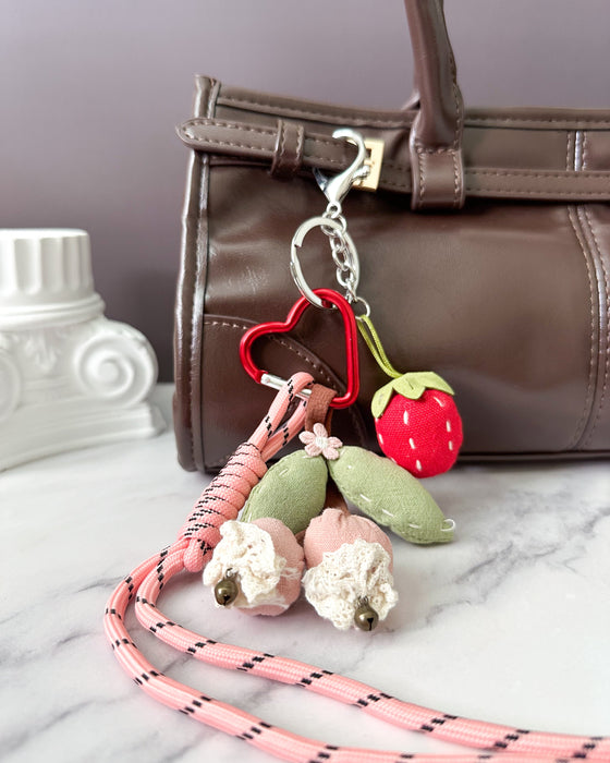 Pink Cherry Berry and Strawberry Bag Charm